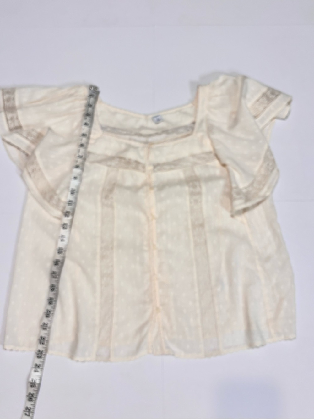 Cream Flutter Sleeve Vintage Blouse - Picture 10 of 10